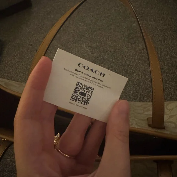 Coach Tan Monogram City Tote Bag with Leather Trim - Picture 13 of 14